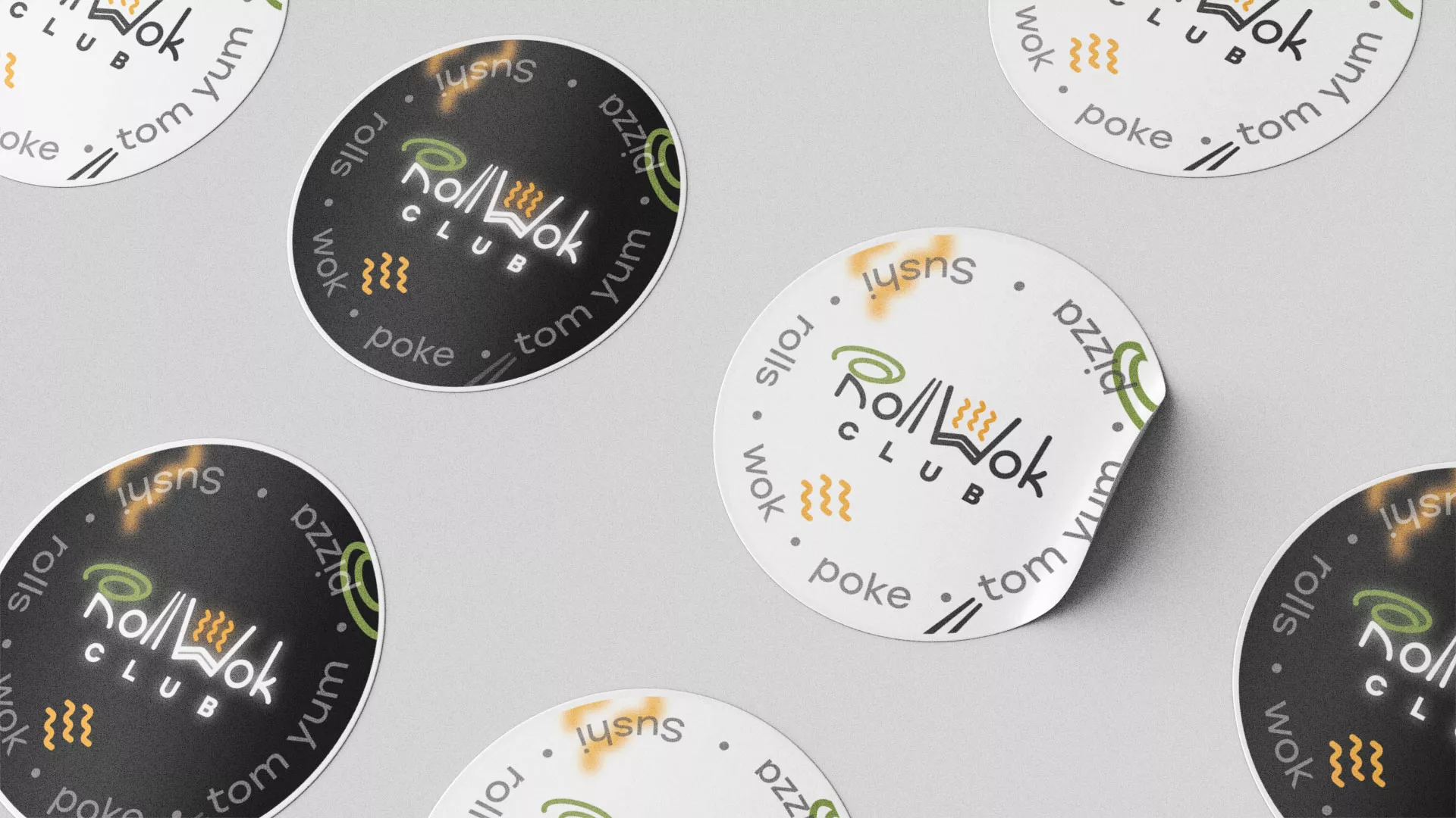 Разработка наклеек для суши-бара «Roll Wok Club» в Железноводске